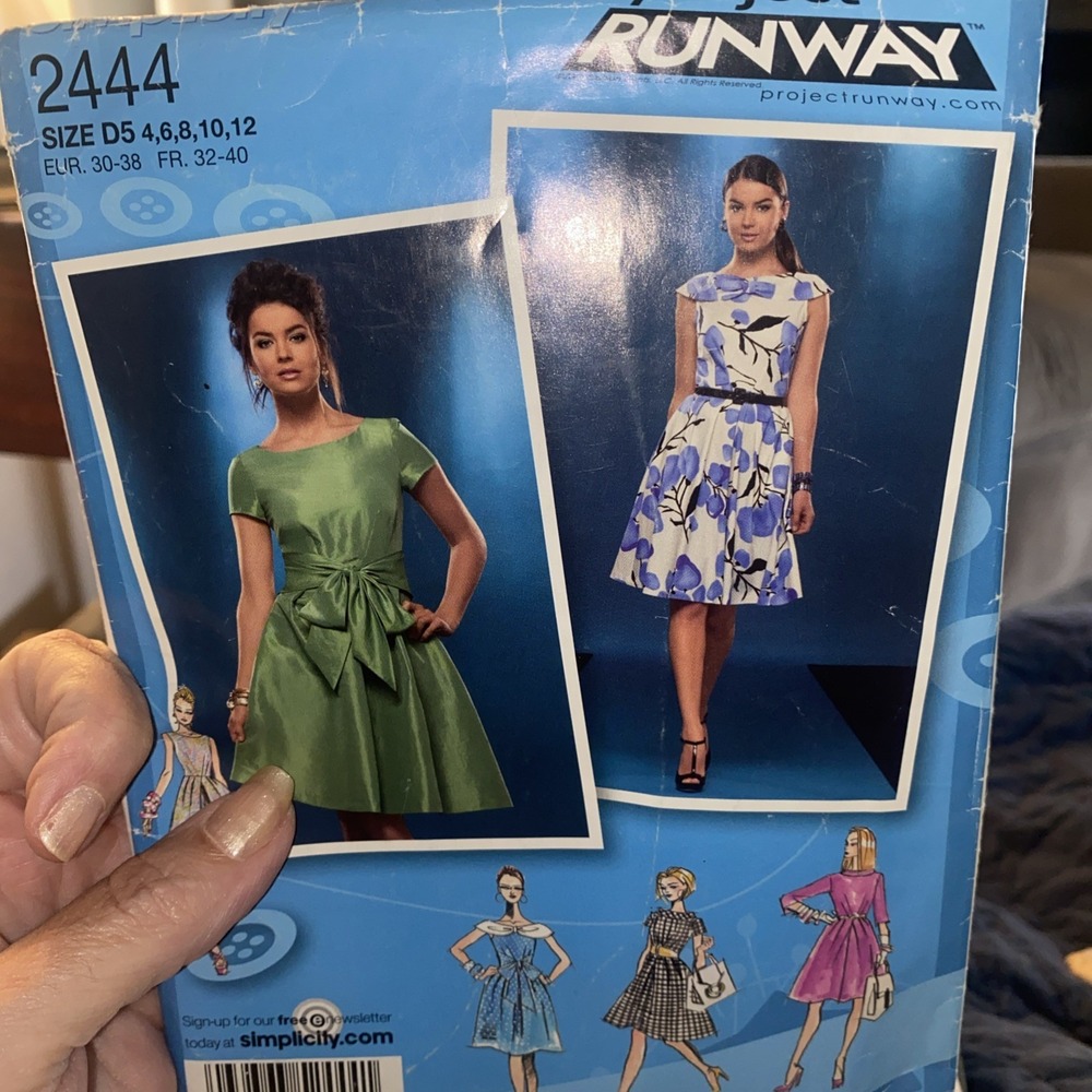Simplicity 2444 Project Runway Dress Collar/Sleeve Variations Sz 4-12 UNCUT